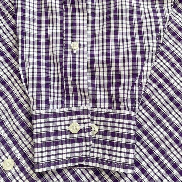 Brooks Brothers Non Iron Button Up Shirt Mens Supima Cotton Purple Size XL - Picture 4 of 11
